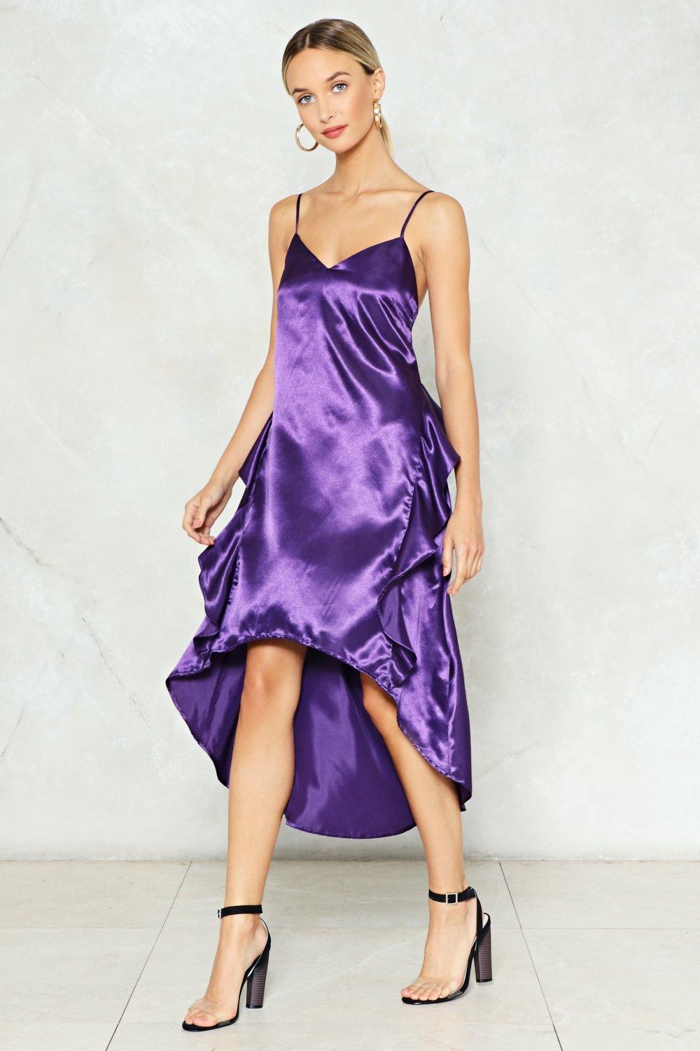 purple silk slip dress