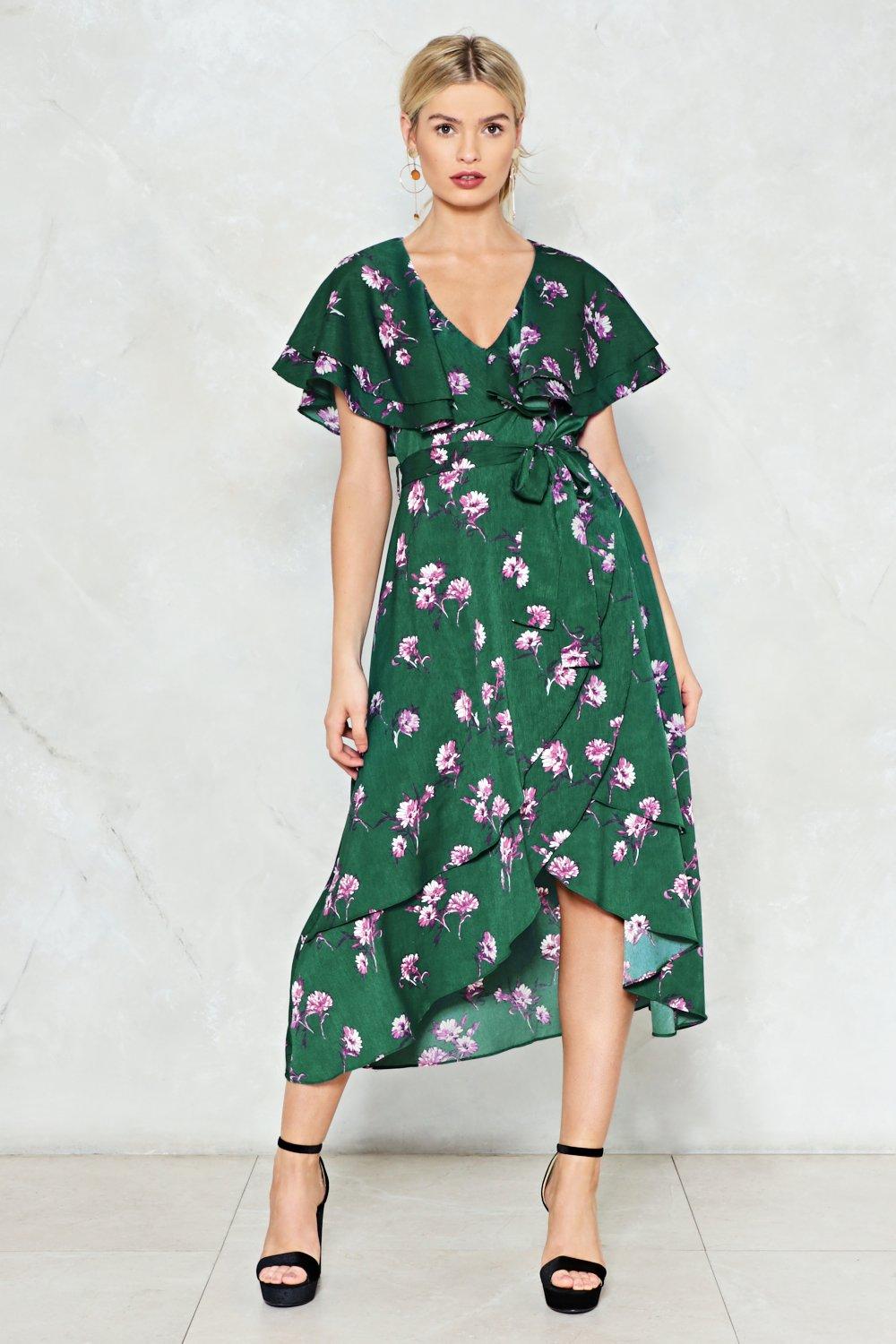 green floral dress