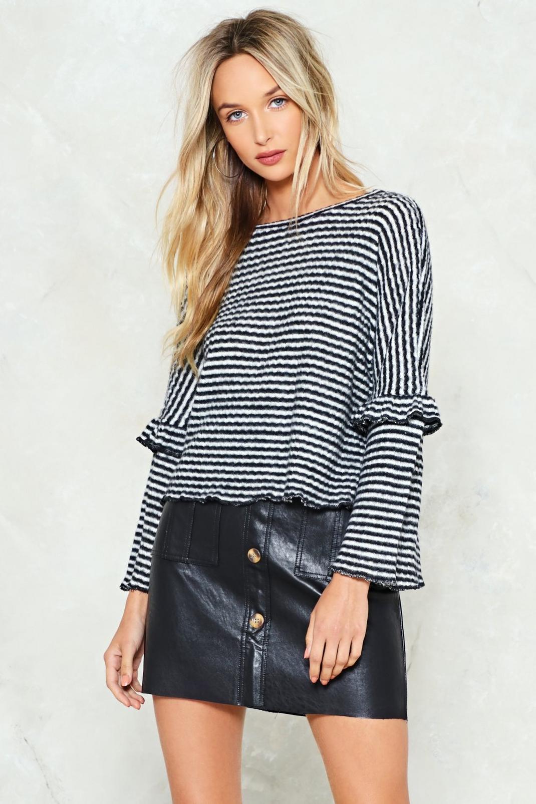 Stripe Up Your Street Ruffle Sweater image number 1