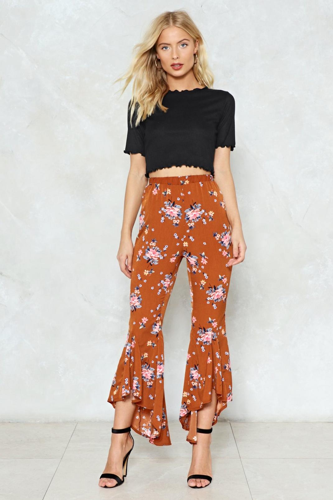 Don't Let the Sun Grow Down On Me Floral Pants image number 1