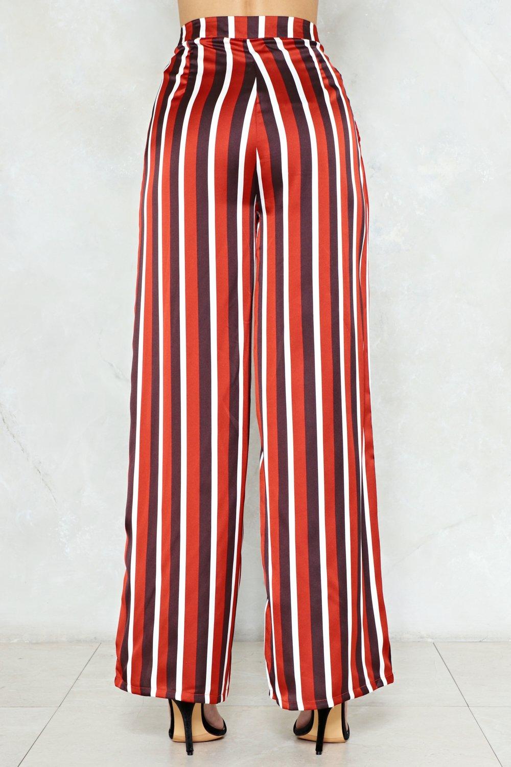 Step Stripe Up Wide-Leg Pants