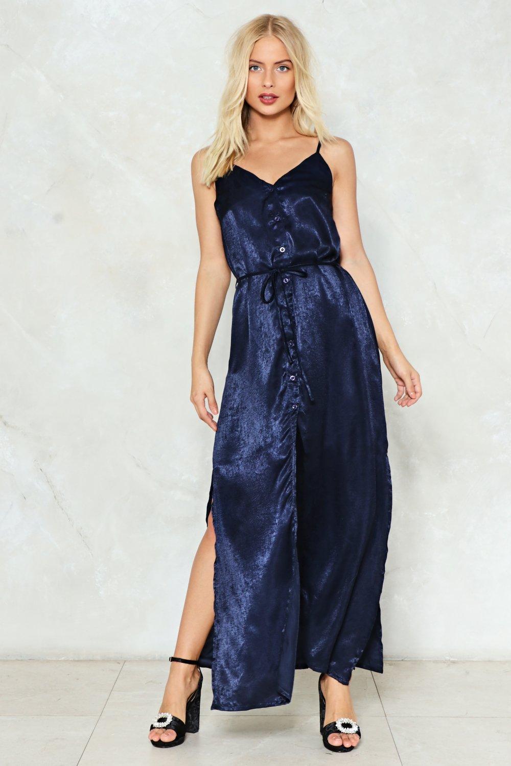 button down satin dress