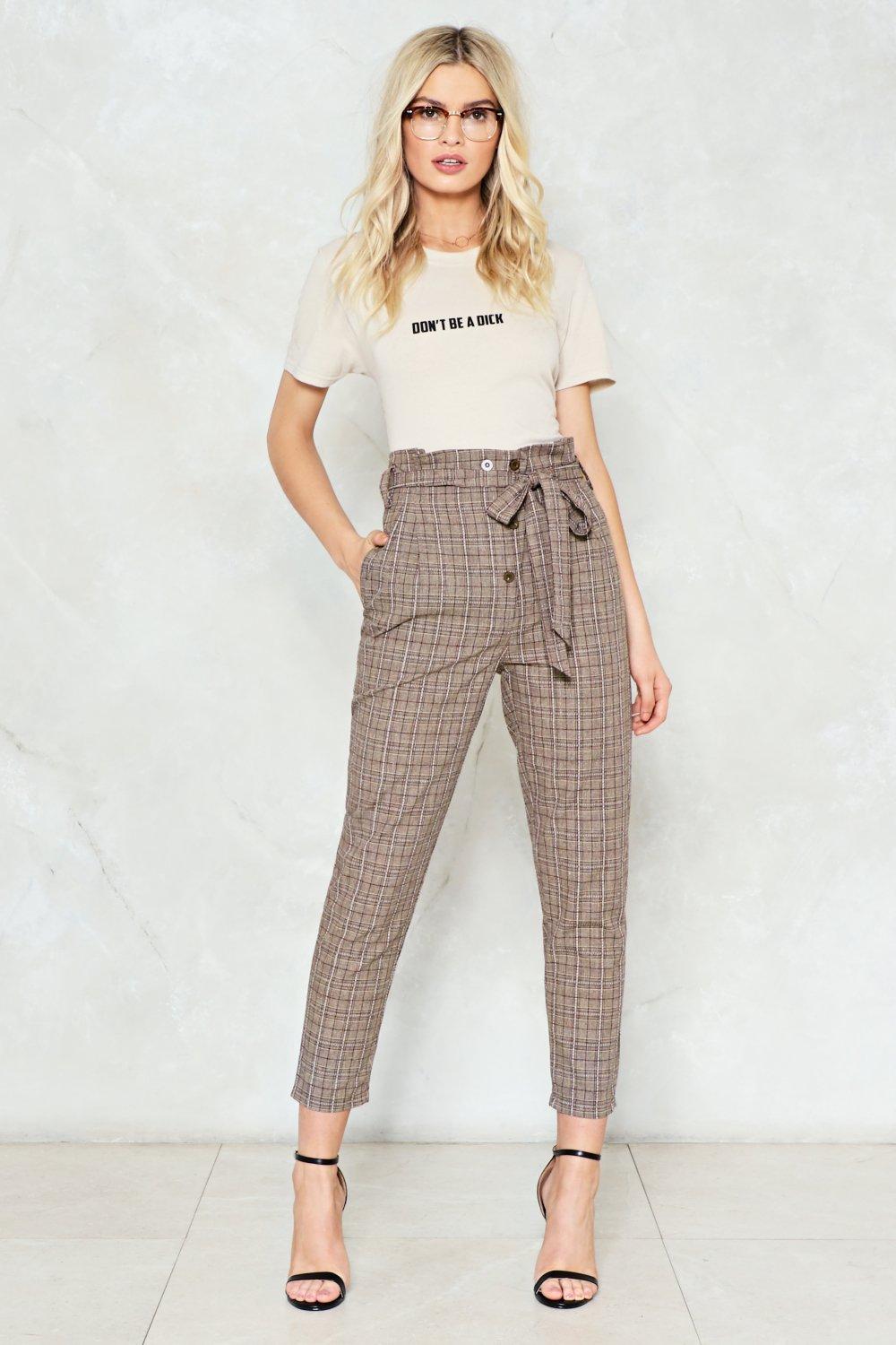 high waisted pants with bow