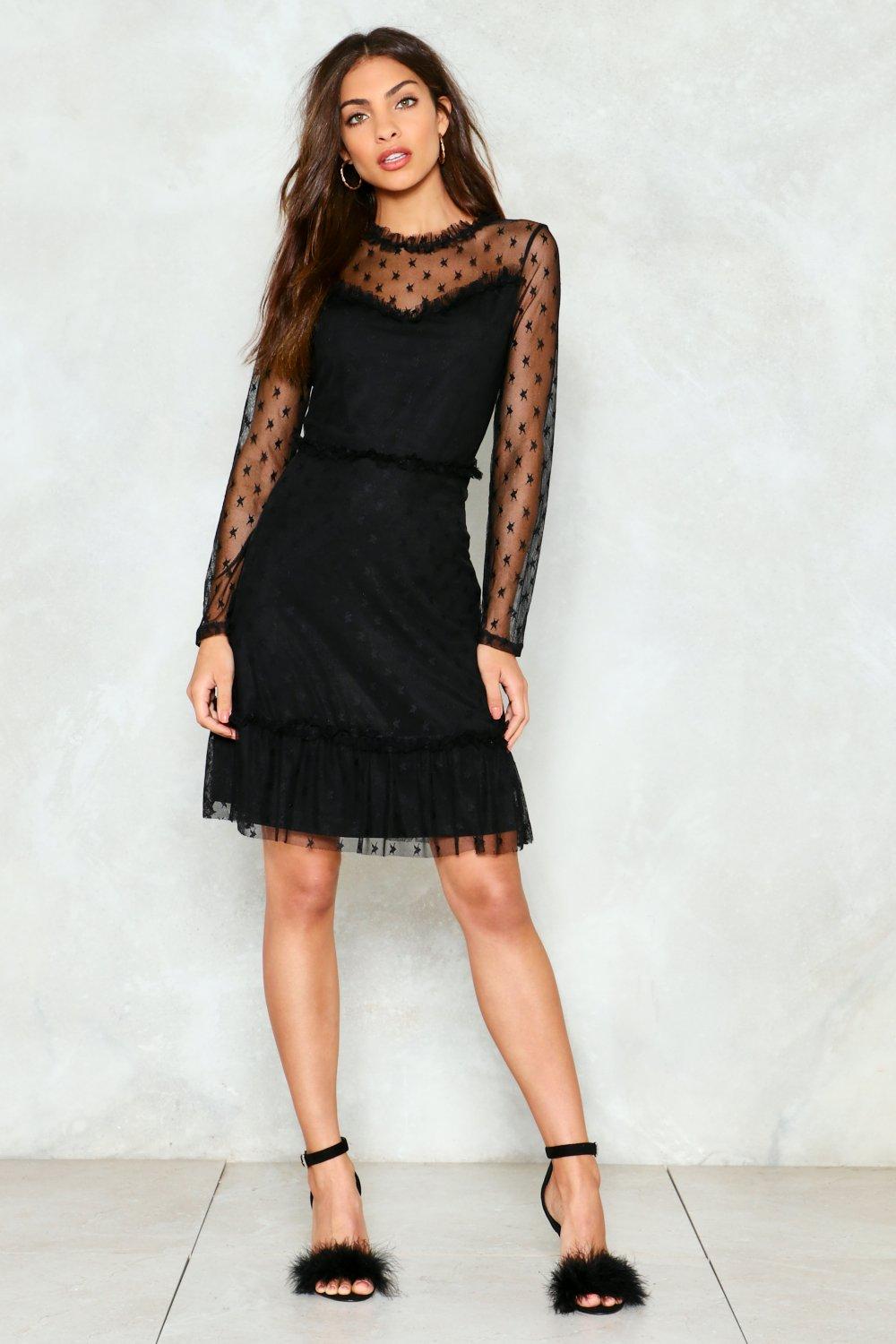 black mesh midi dress