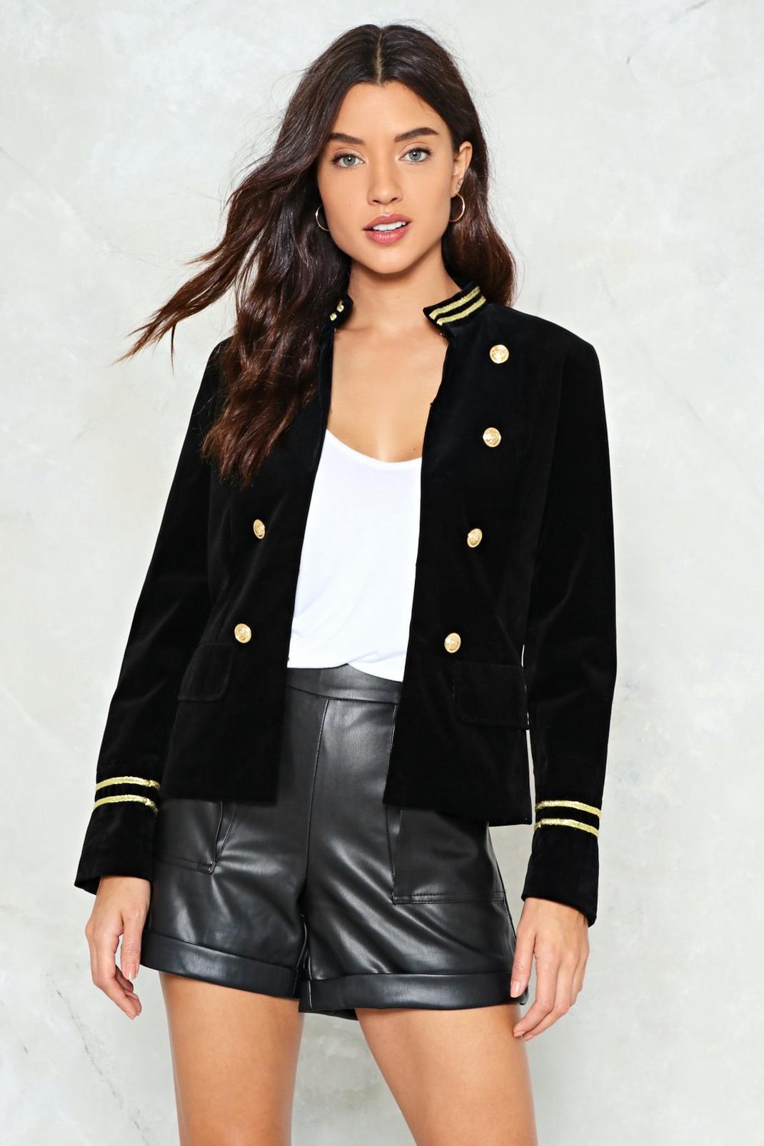 Black I Want a Soldier Cord Jacket image number 1