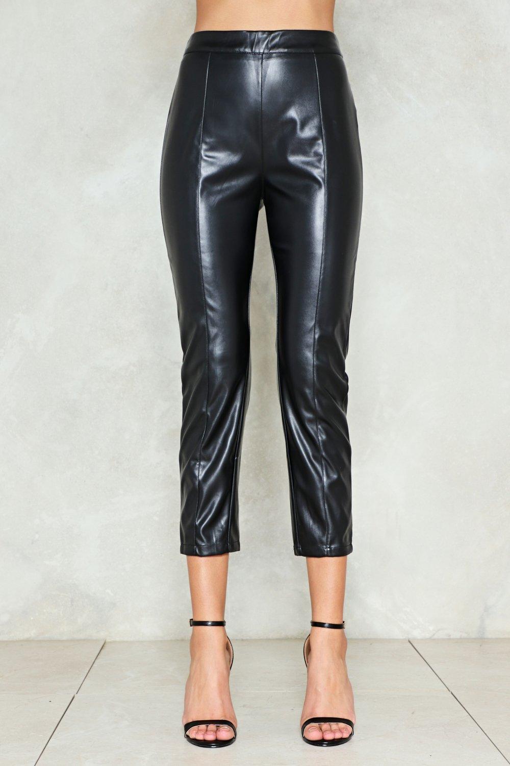 Daysha Black Cropped Faux Leather Trousers