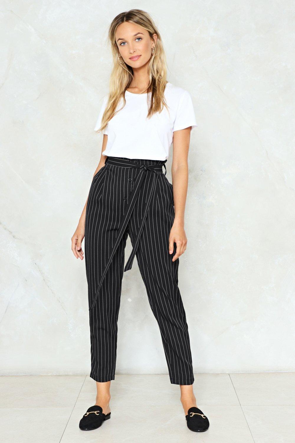 black pinstripe pants