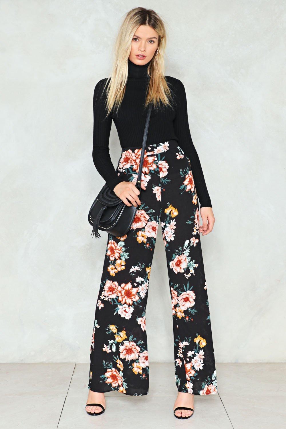 high waisted floral pants