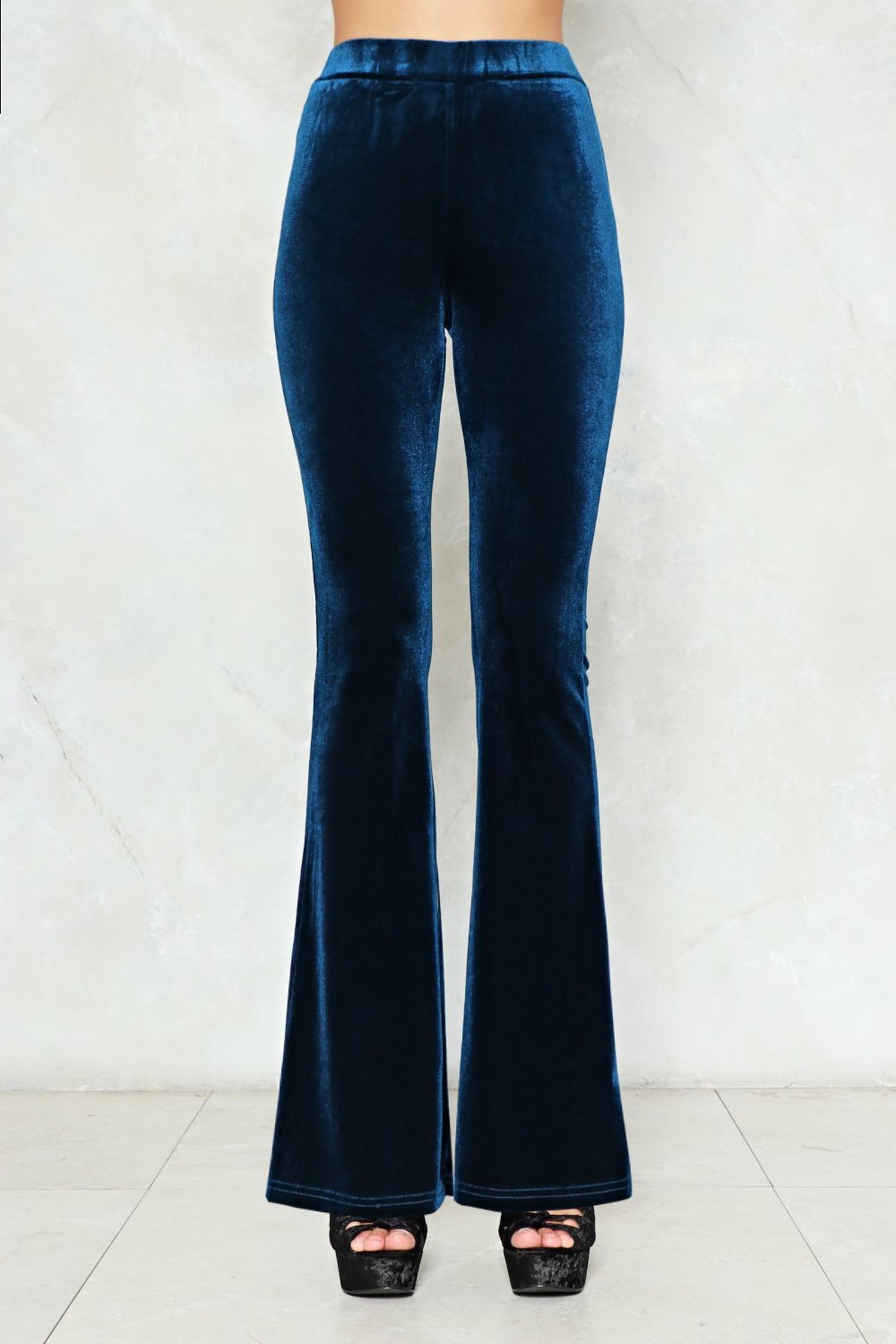 crushed velvet flare pants