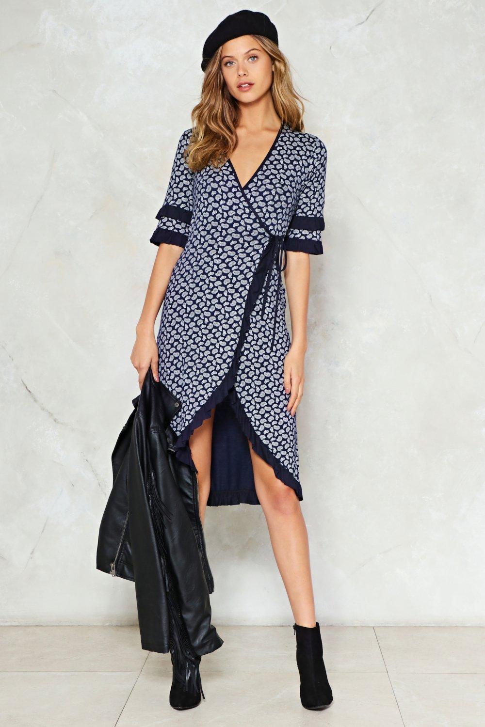 next navy wrap dress