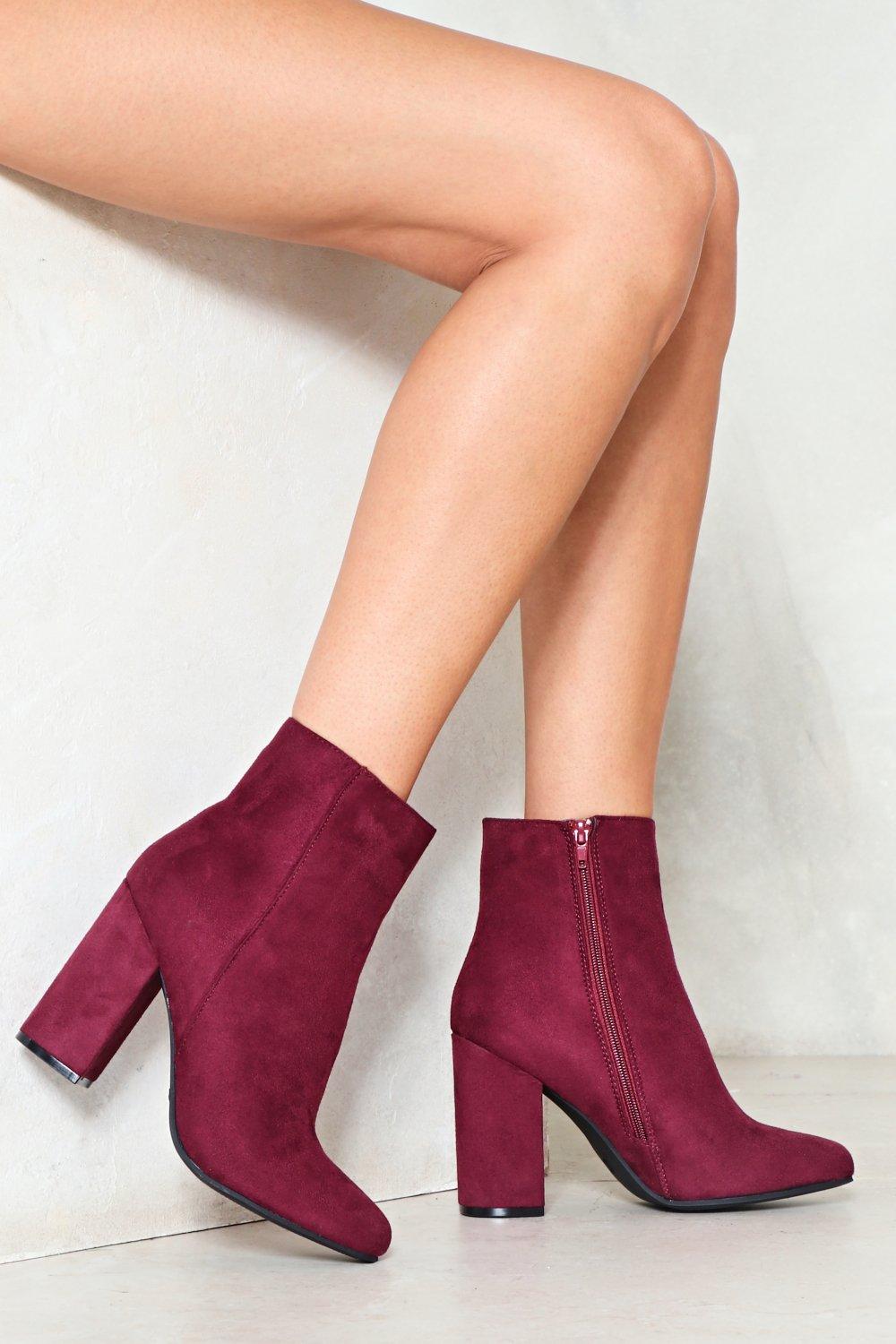 wine suede boots