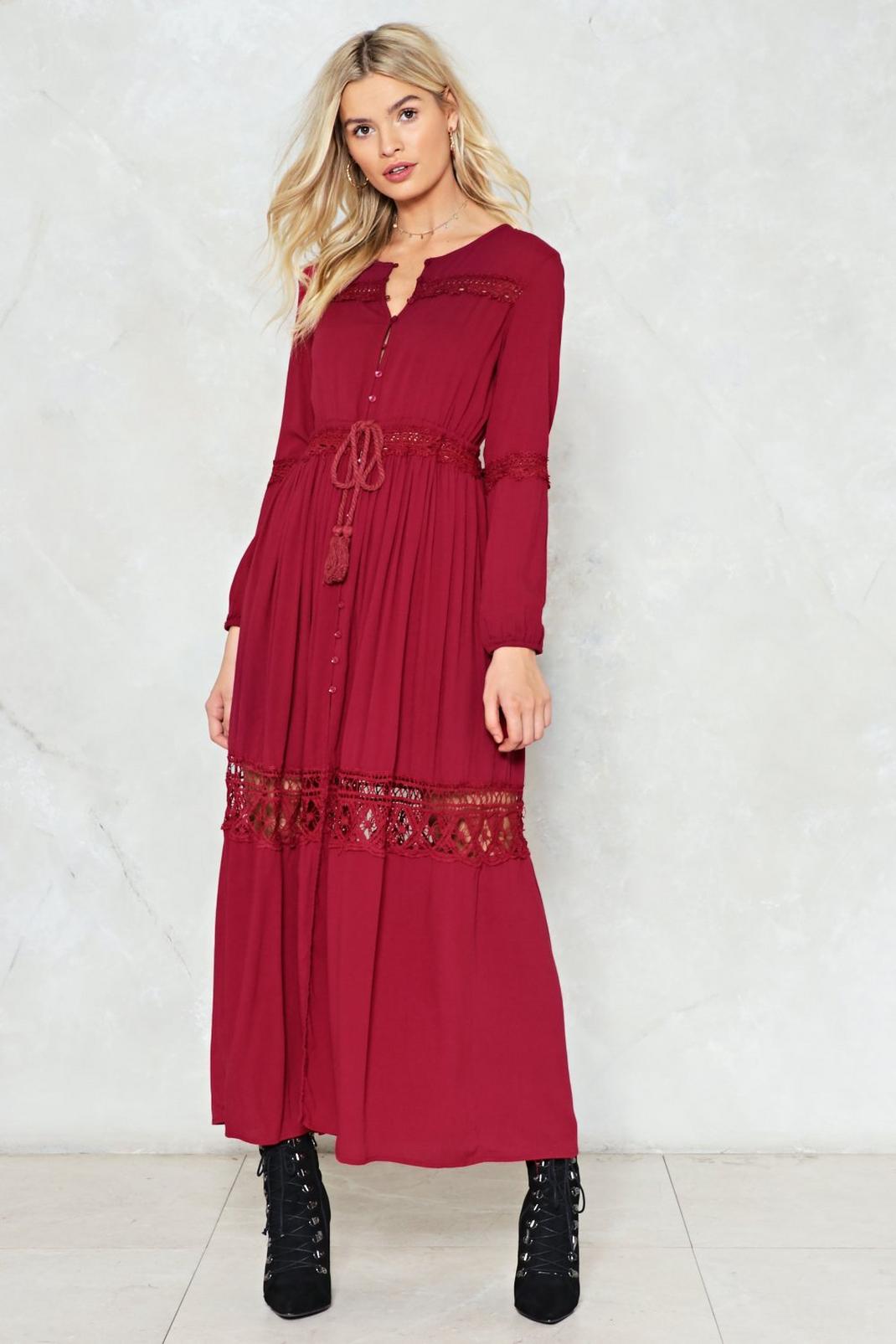 Wuthering Heights Maxi Dress, Wine image number 1