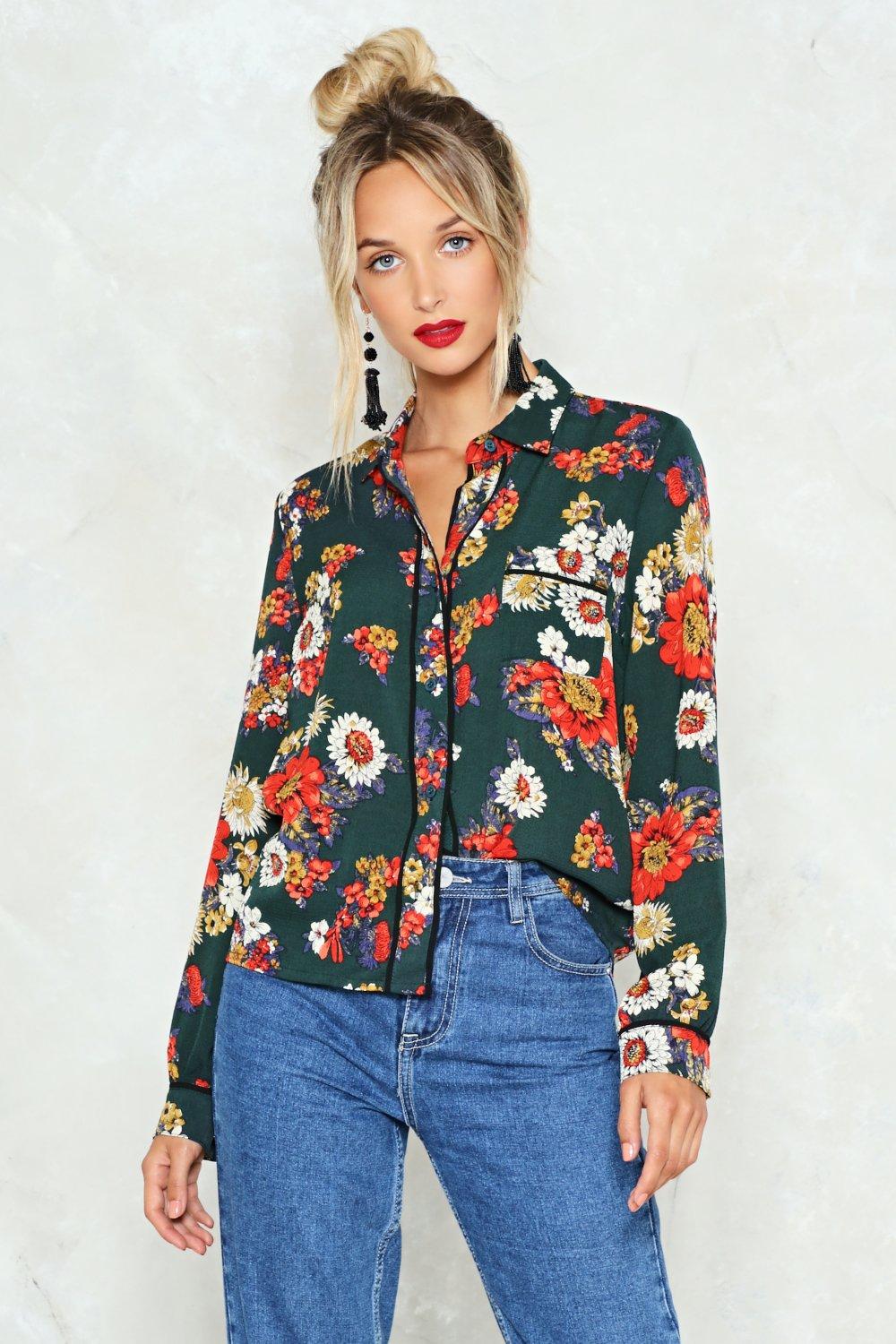 womens floral dress shirt