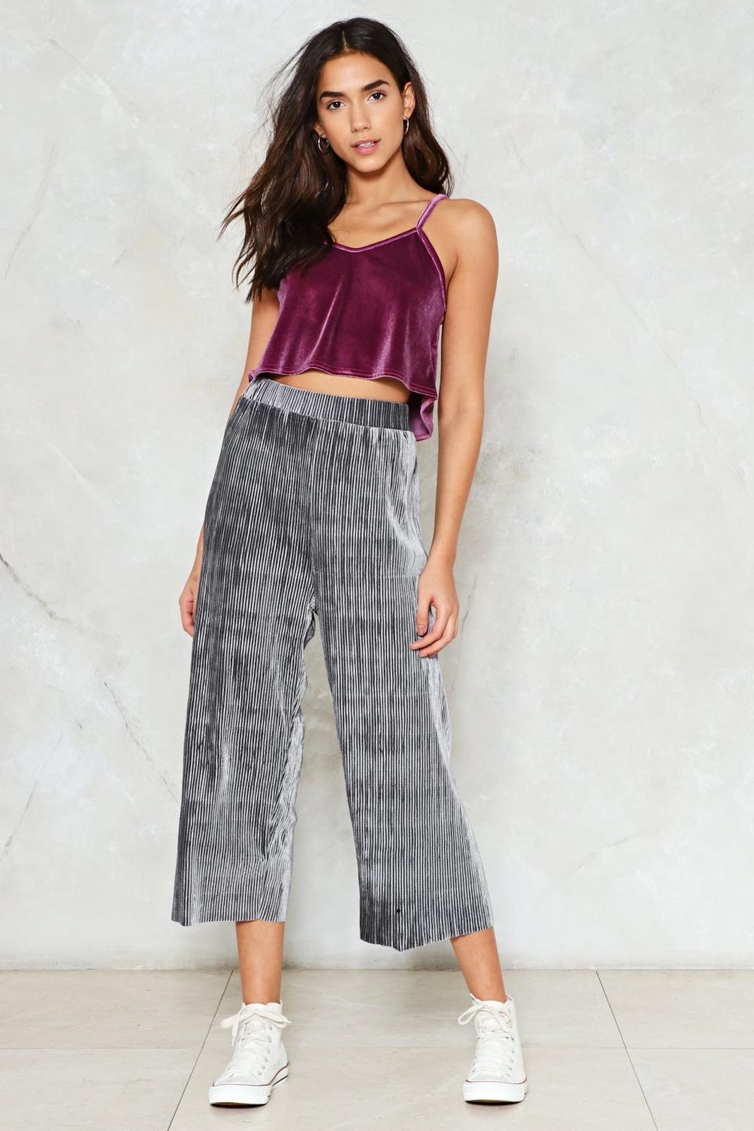 Call It Quits Velvet Culotte Pants image number 1