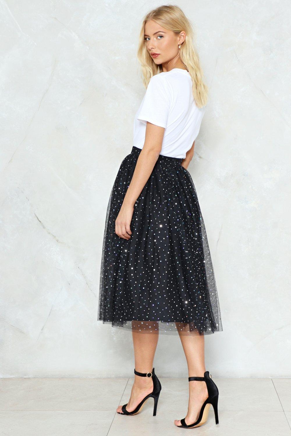 Rise and Sparkle Sequin Tulle Skirt Nasty Gal