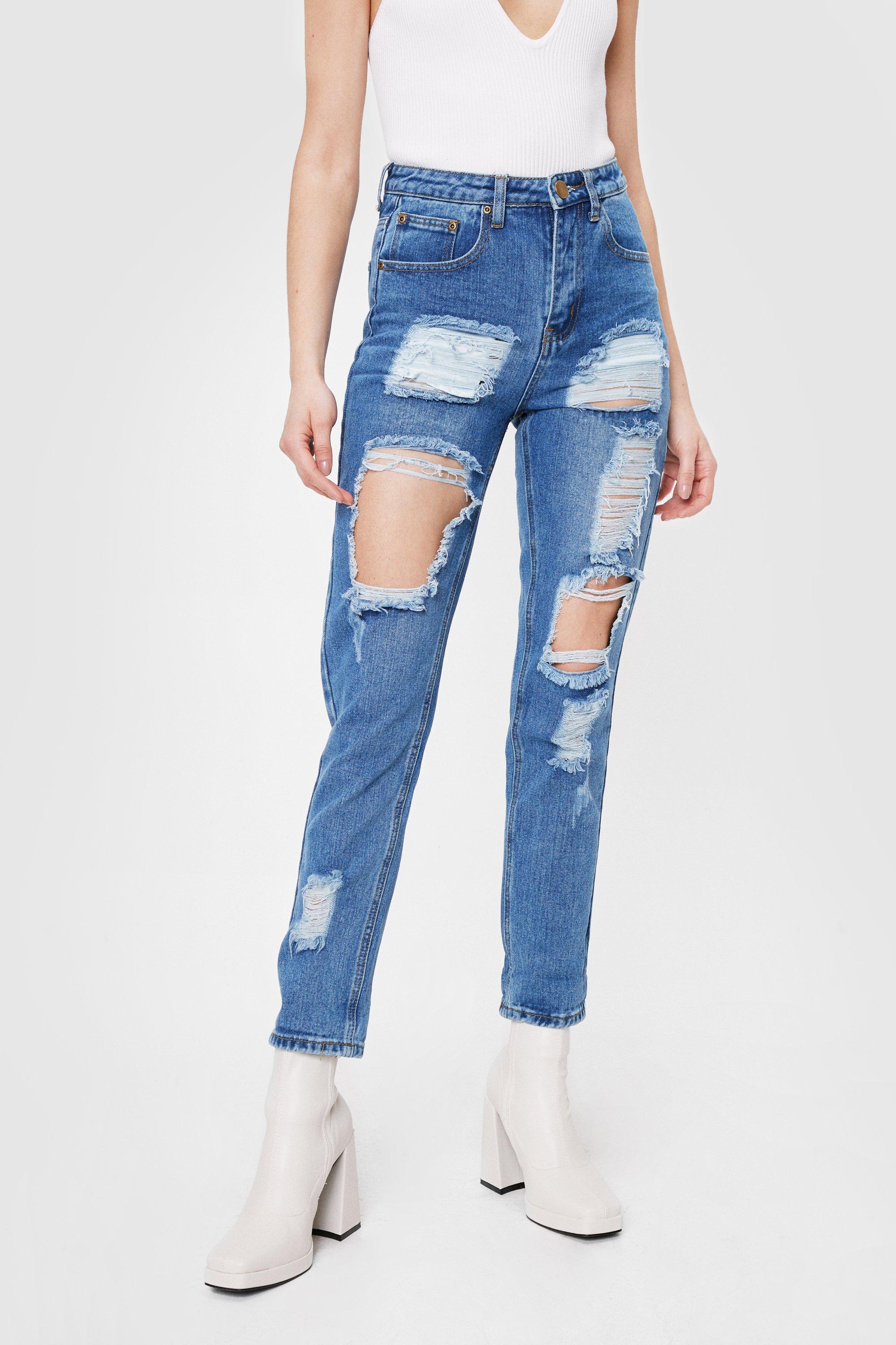 distressed high waisted mom jeans