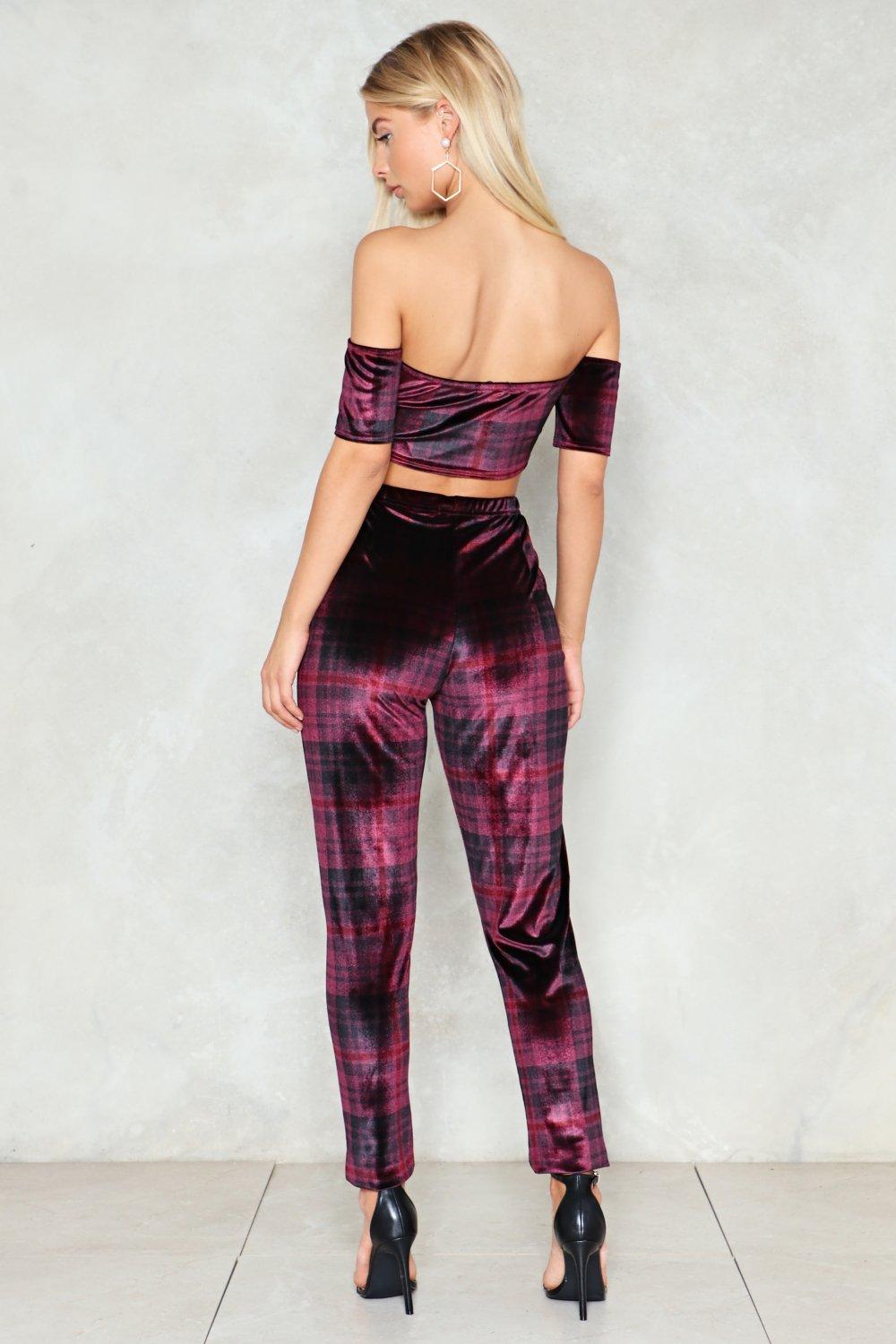 Plaid on sale velvet pants