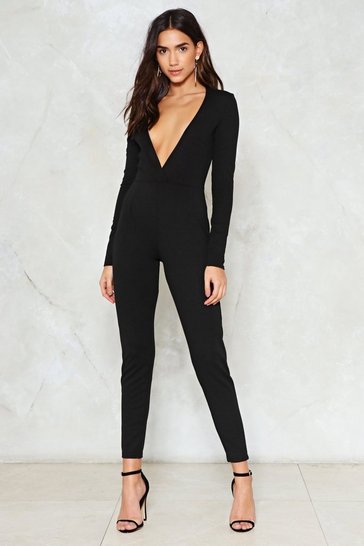 In too Deep Plunging Jumpsuit | Nasty Gal