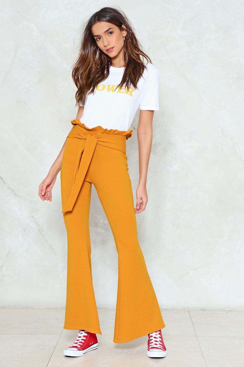 yellow high waisted pants