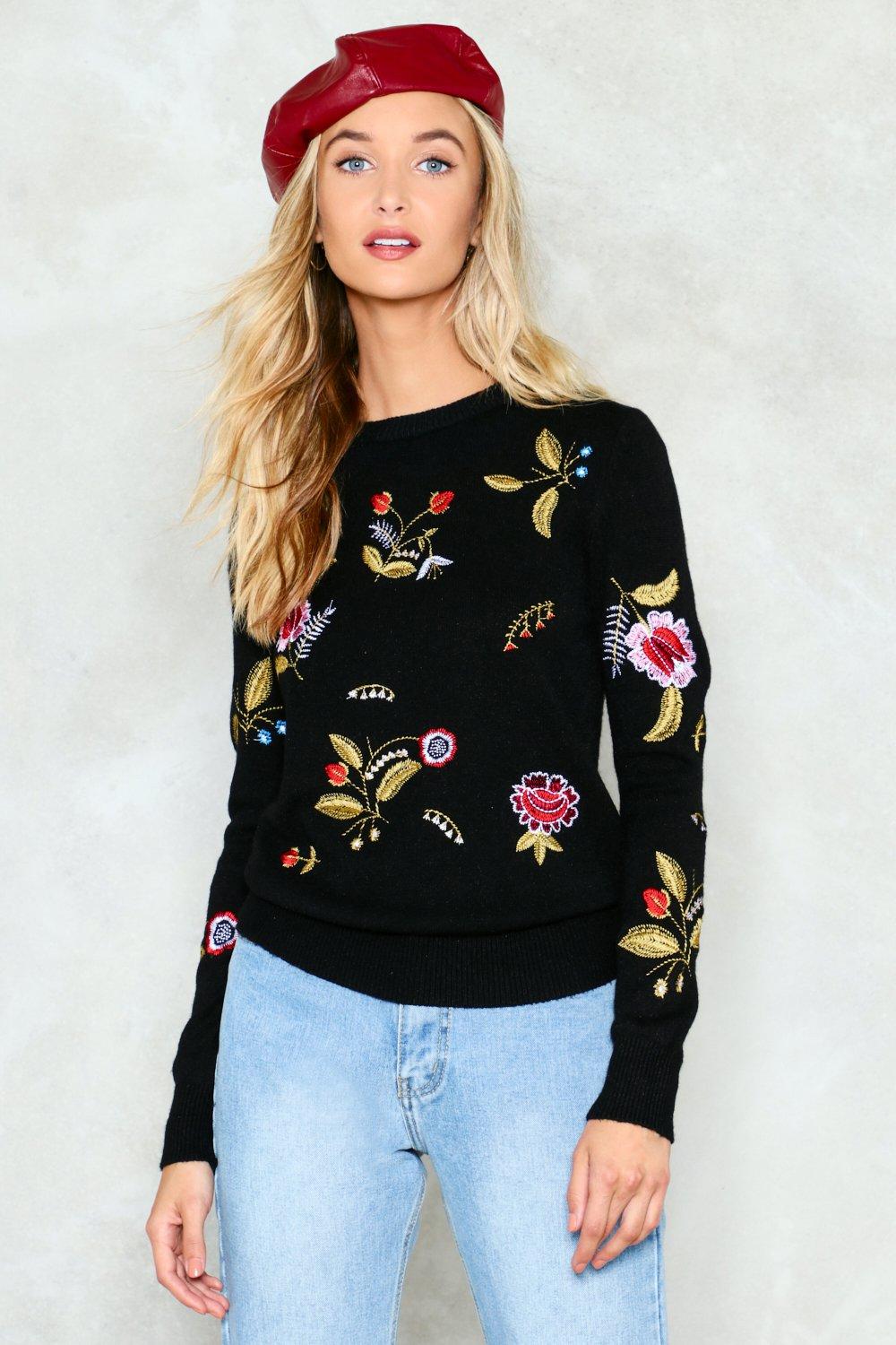 rose embroidered cardigan