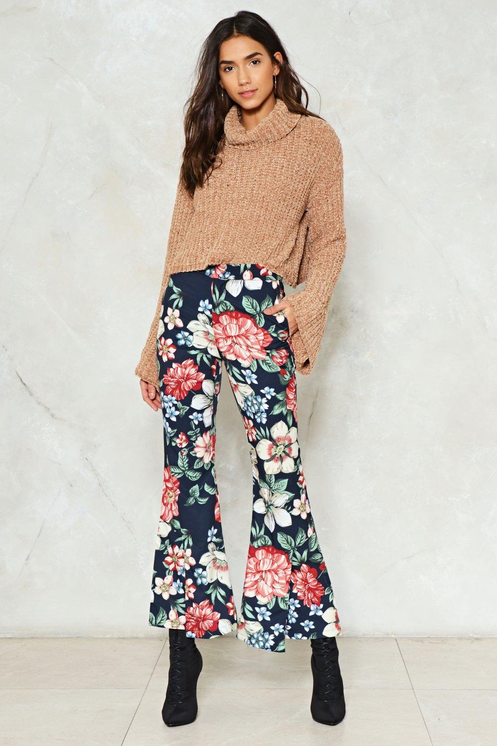 floral flare jeans