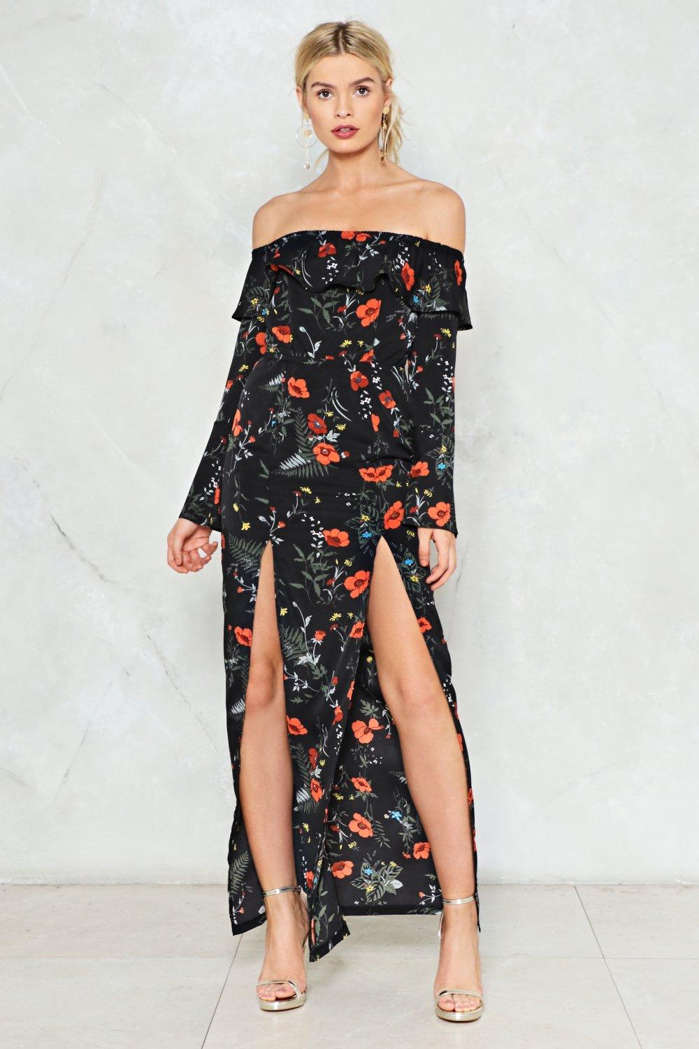 nasty gal off the shoulder dress