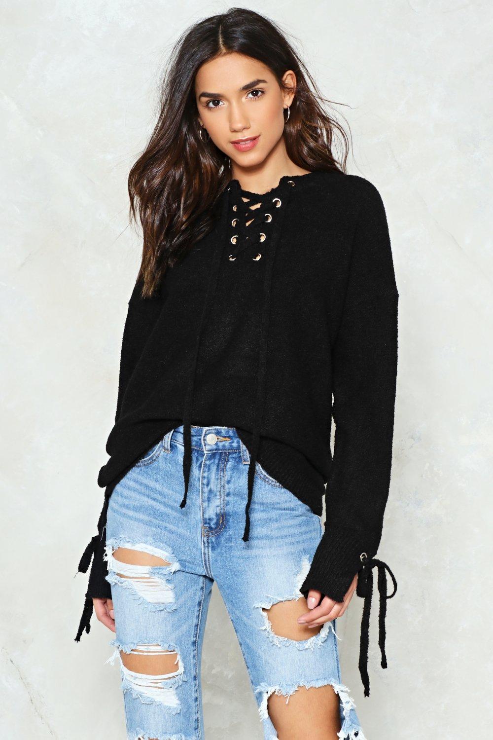 lace up sweater