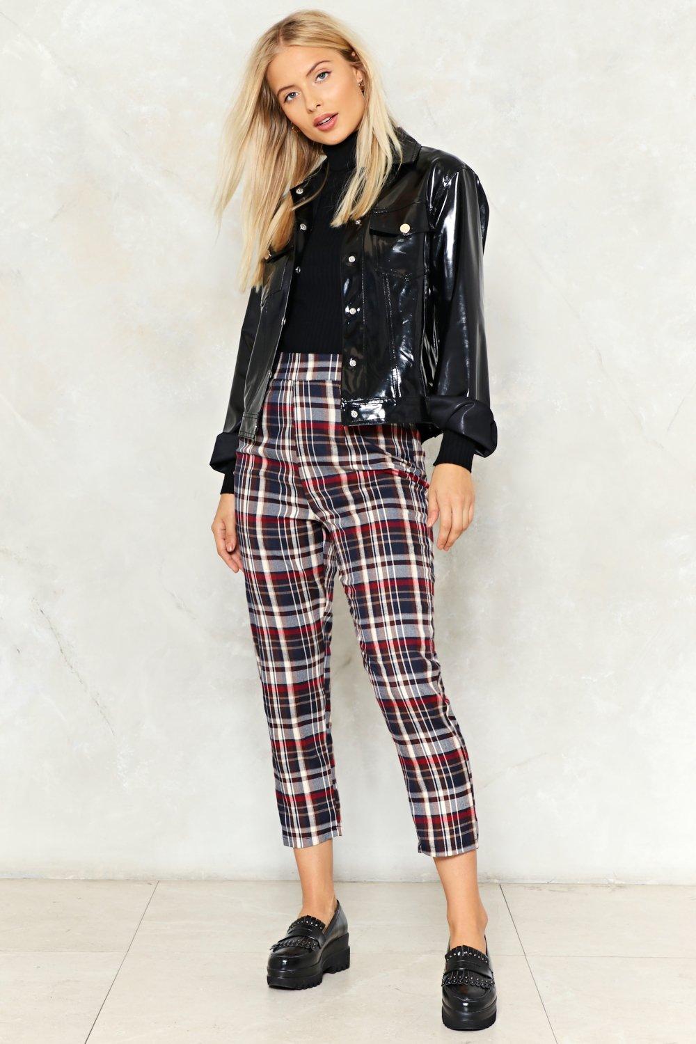 plaid pants high waisted