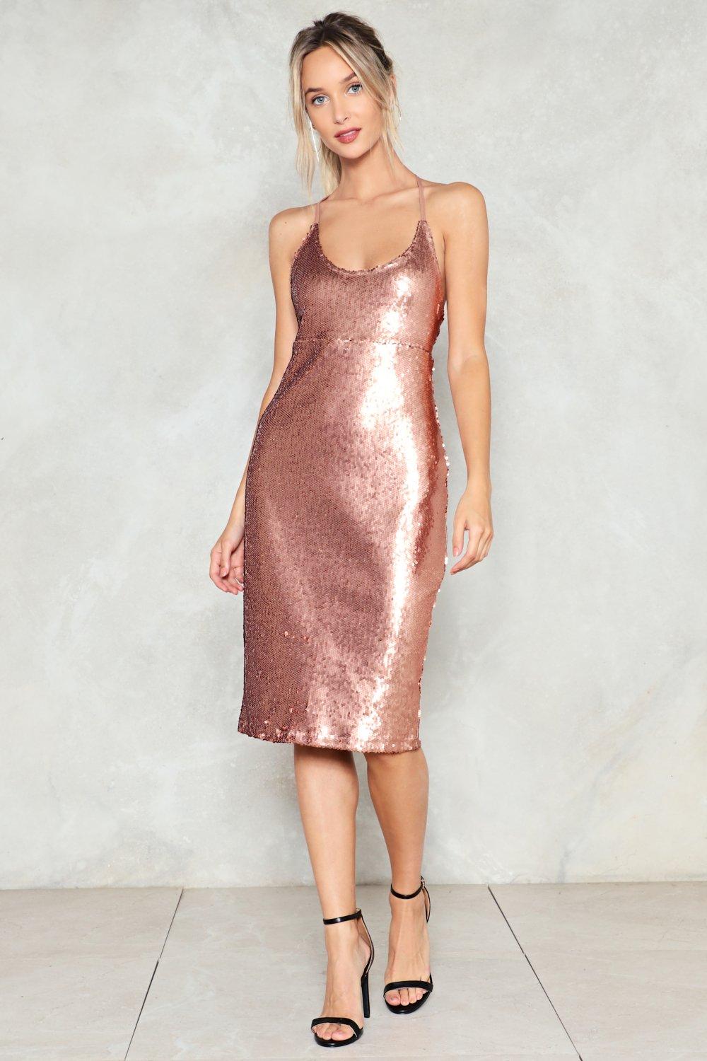 gold satin dress midi