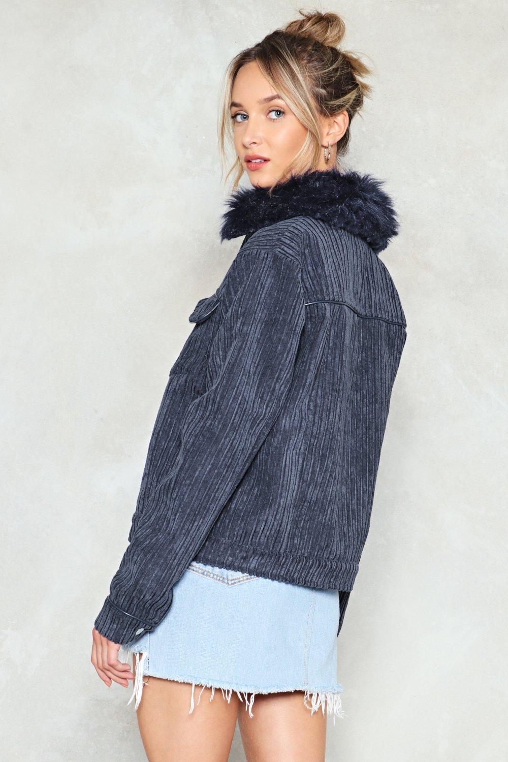 Corduroy faux 2024 fur jacket