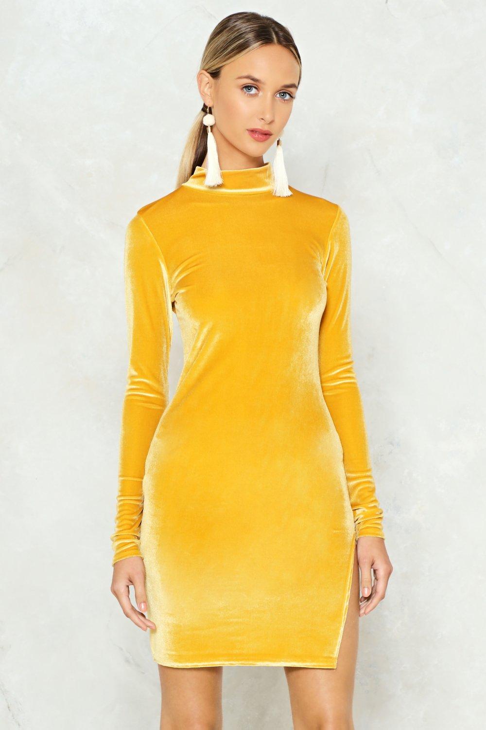 yellow velvet dress long sleeve