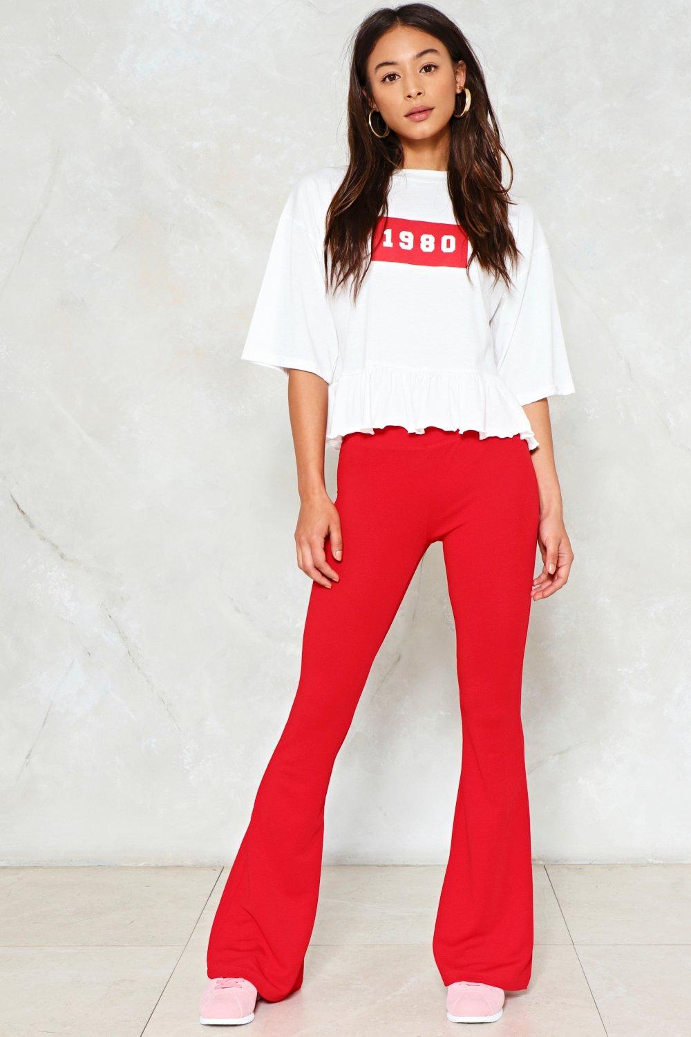 flare red pants