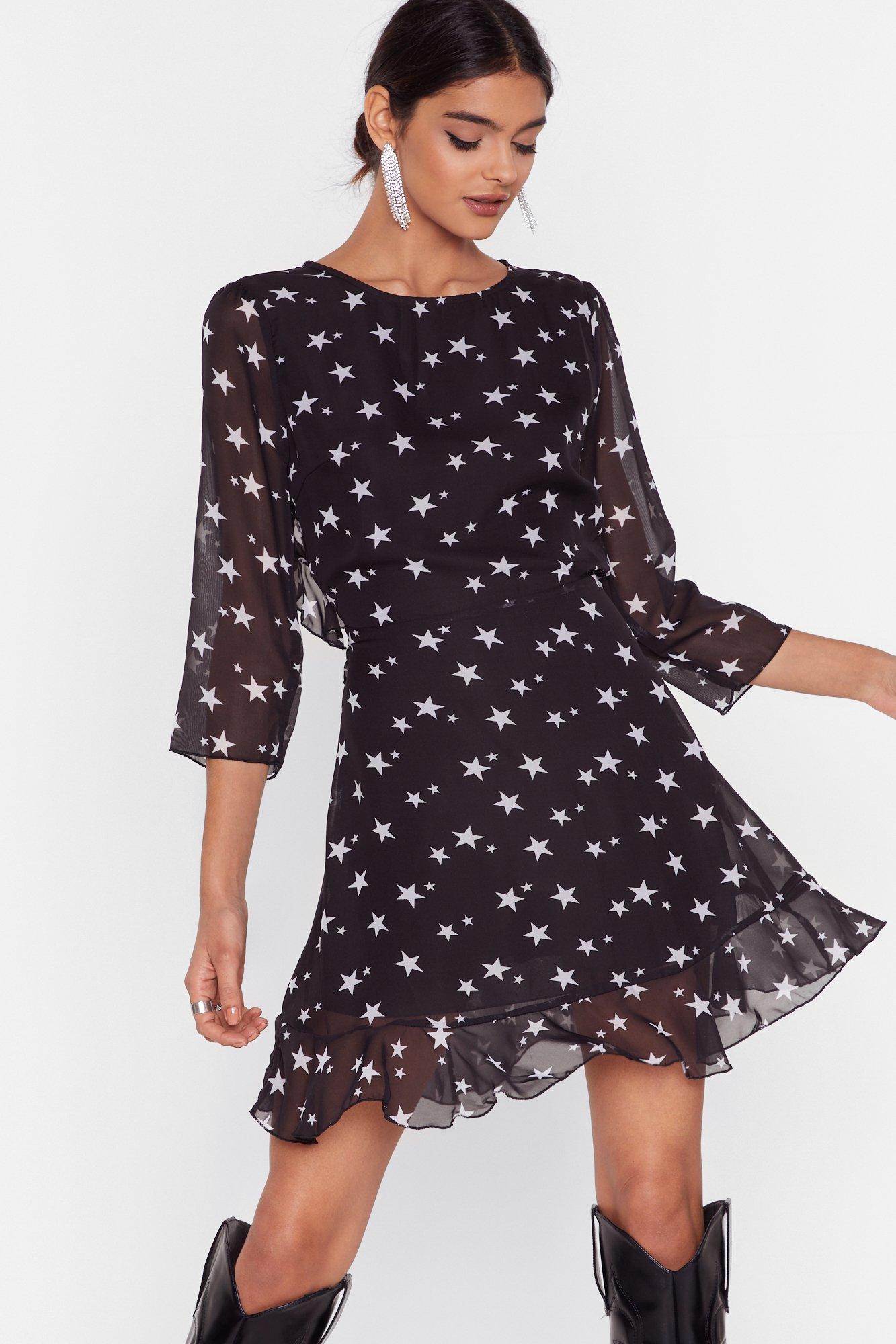 Star Backless Mini Skater Dress