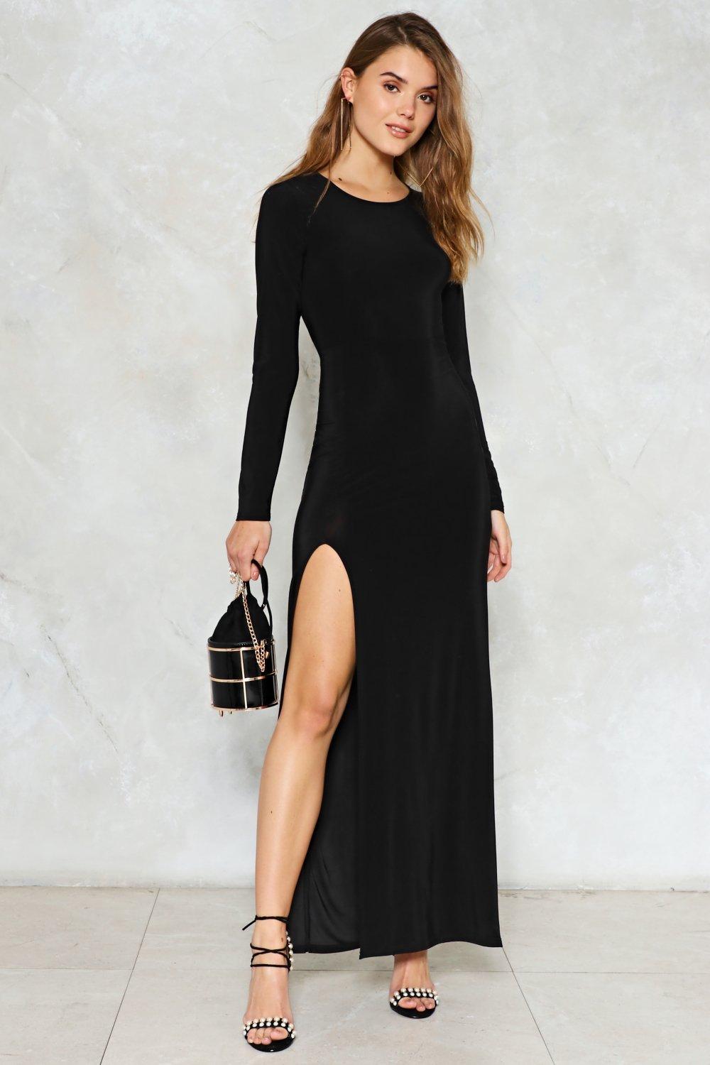 nasty gal black maxi dress