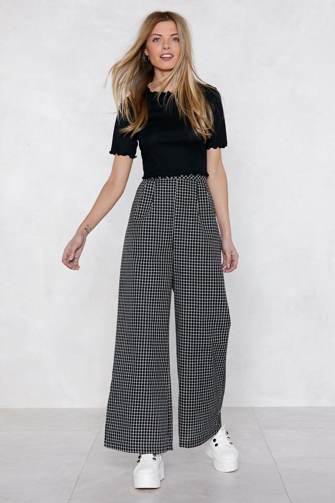 Gimme One Check Wide-Leg Pants image number 1