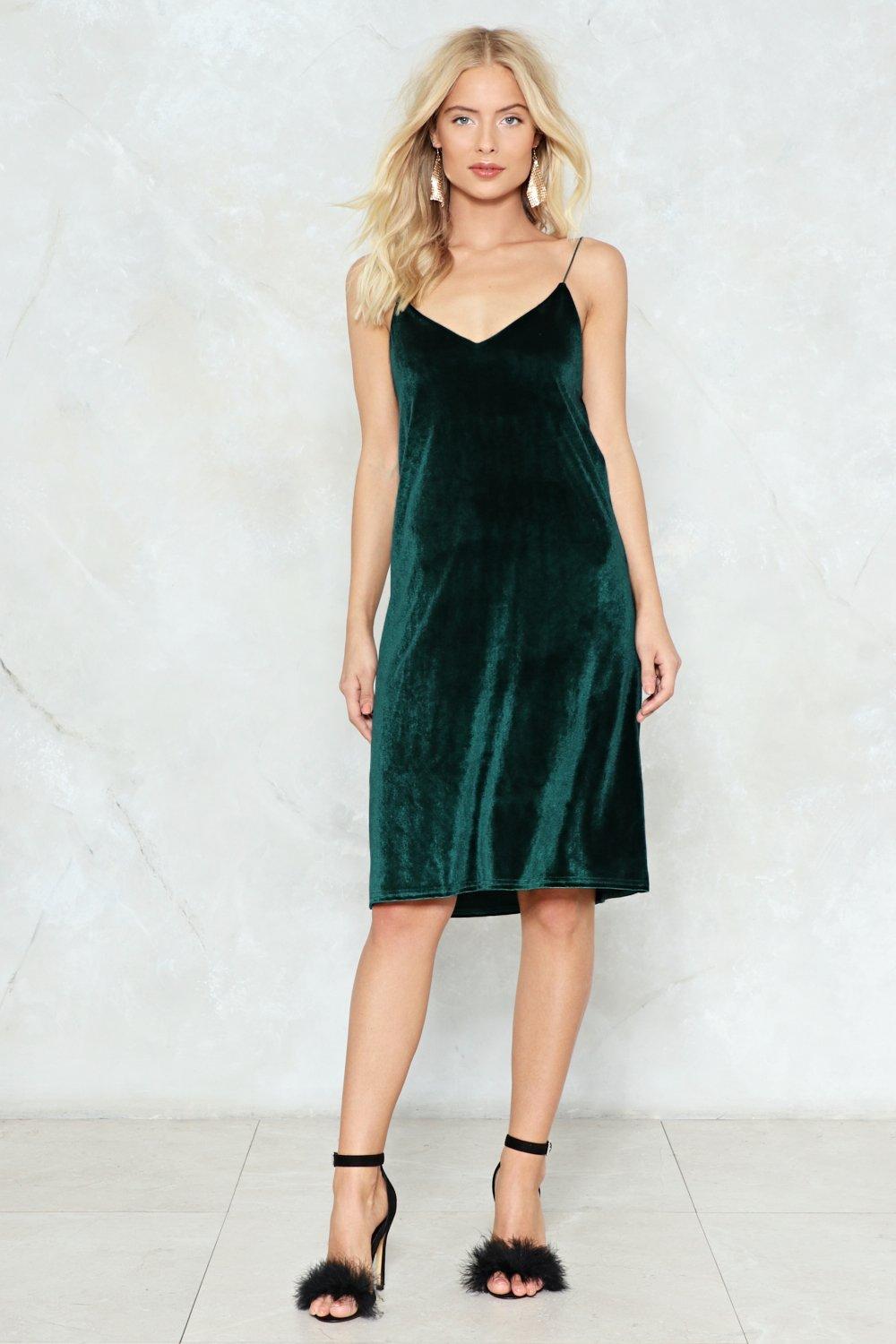 dark green cami dress