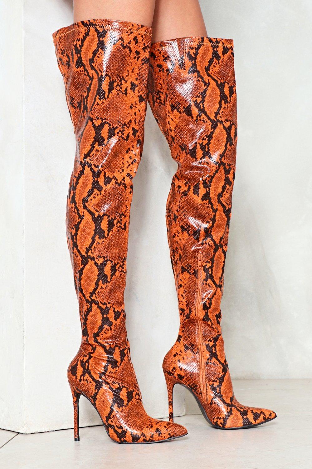 orange snake boots