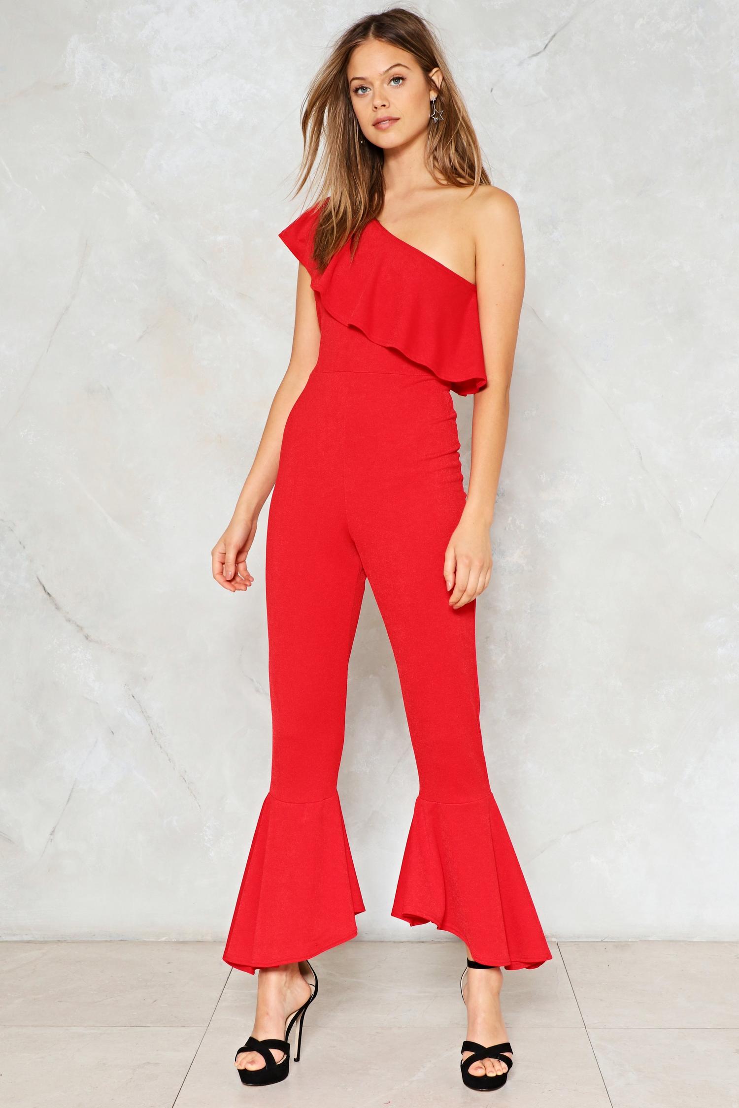 What Do You Flare Ruffle Jumpsuit