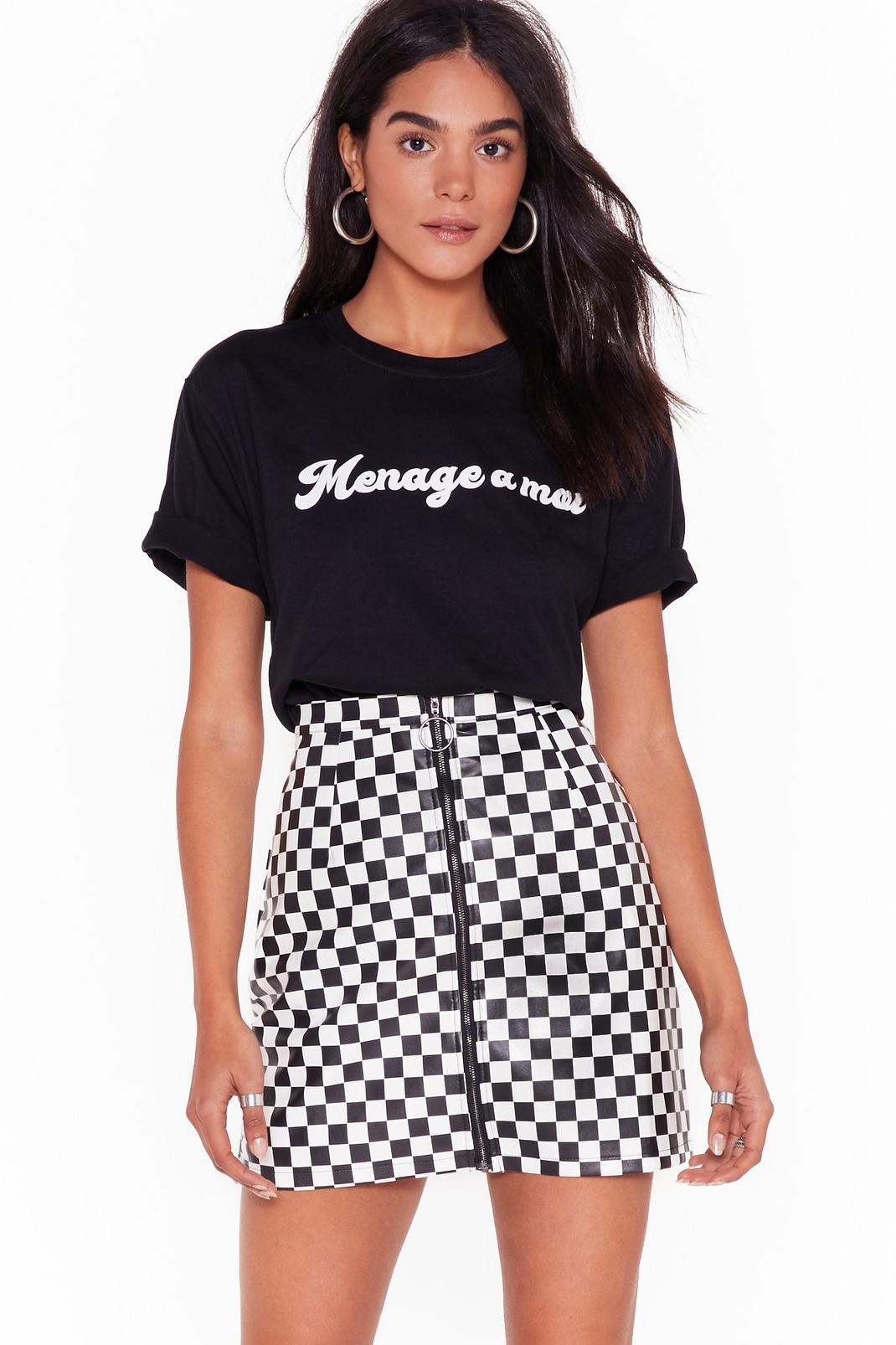 Black High-Waisted Checkerboard Skirt image number 1