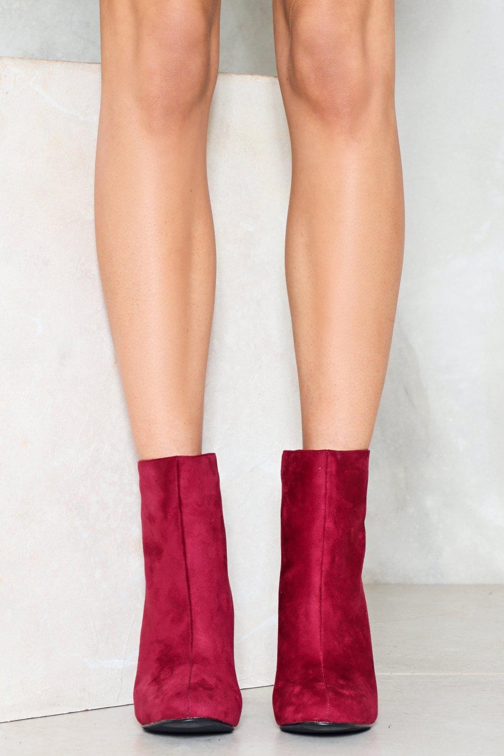 Berry Nice to Meet You Faux Suede Boot Nasty Gal