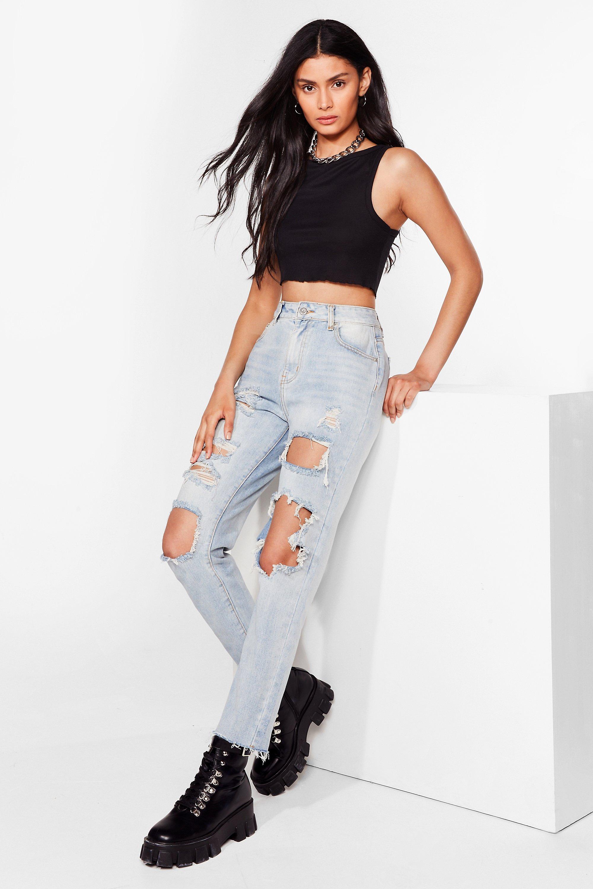 nasty gal ripped mom jeans