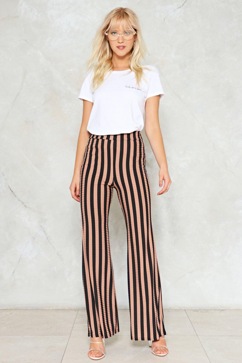 flared striped trousers