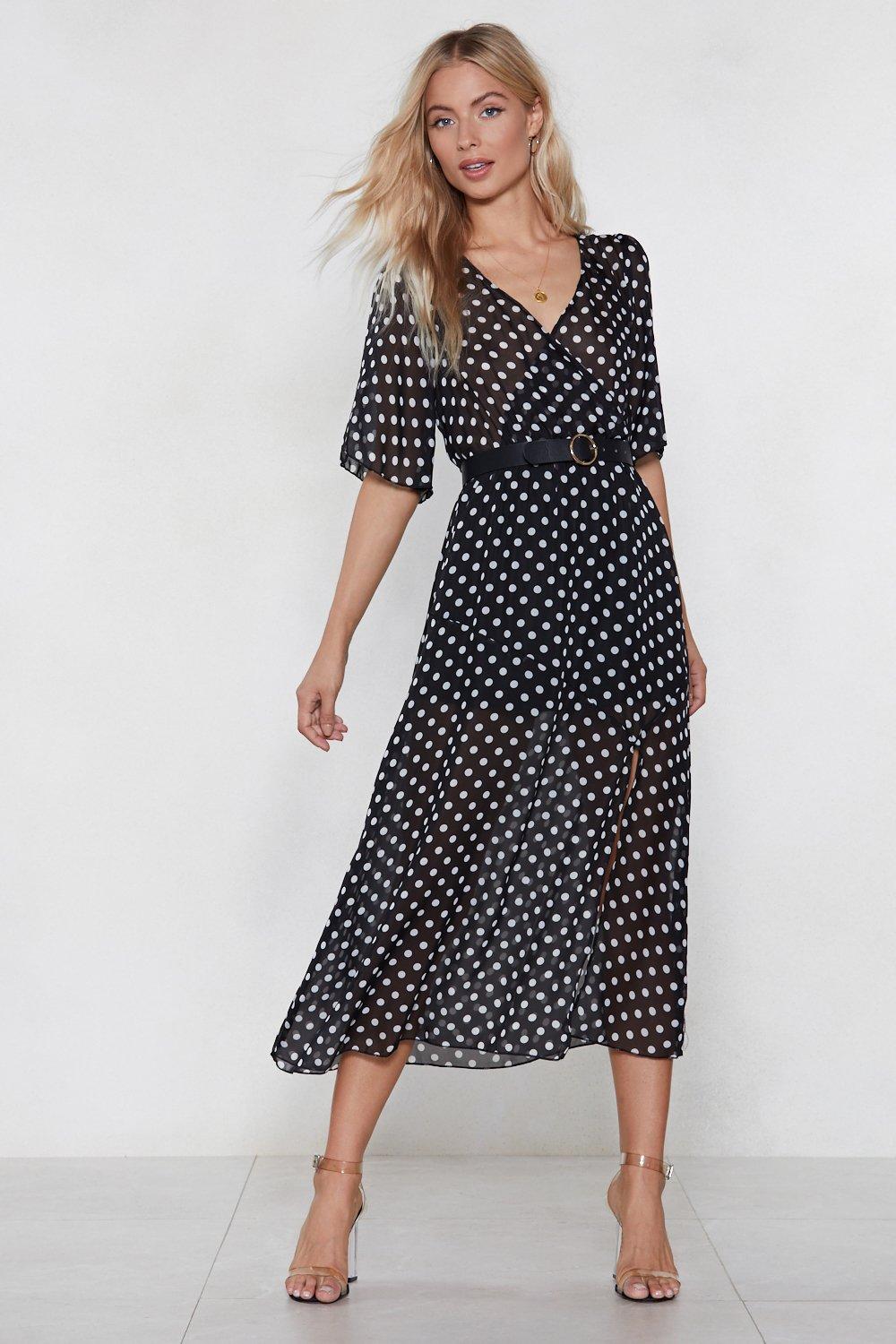 long black polka dot dress