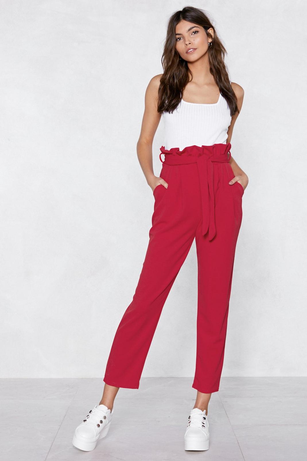 Red Bag It High-Waisted Pants image number 1