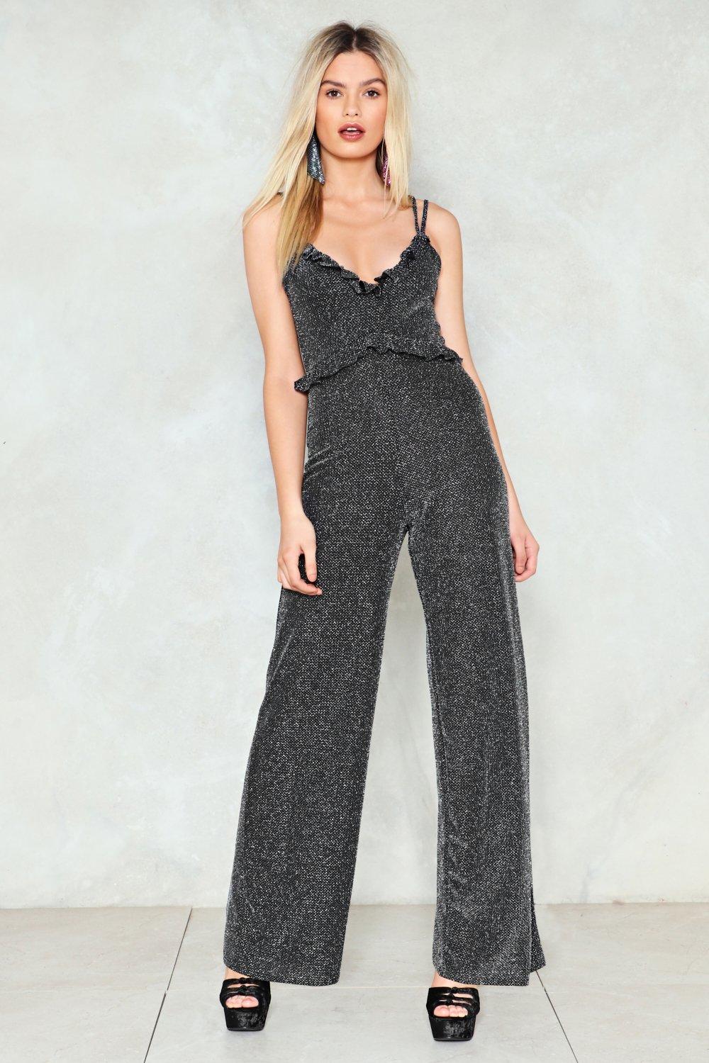 glitter jumpsuit black