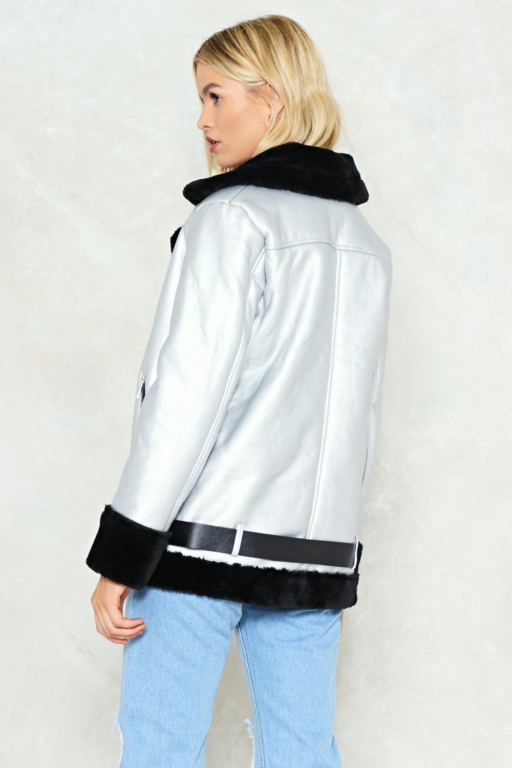 Plus Size Buckle Detail Aviator Jacket