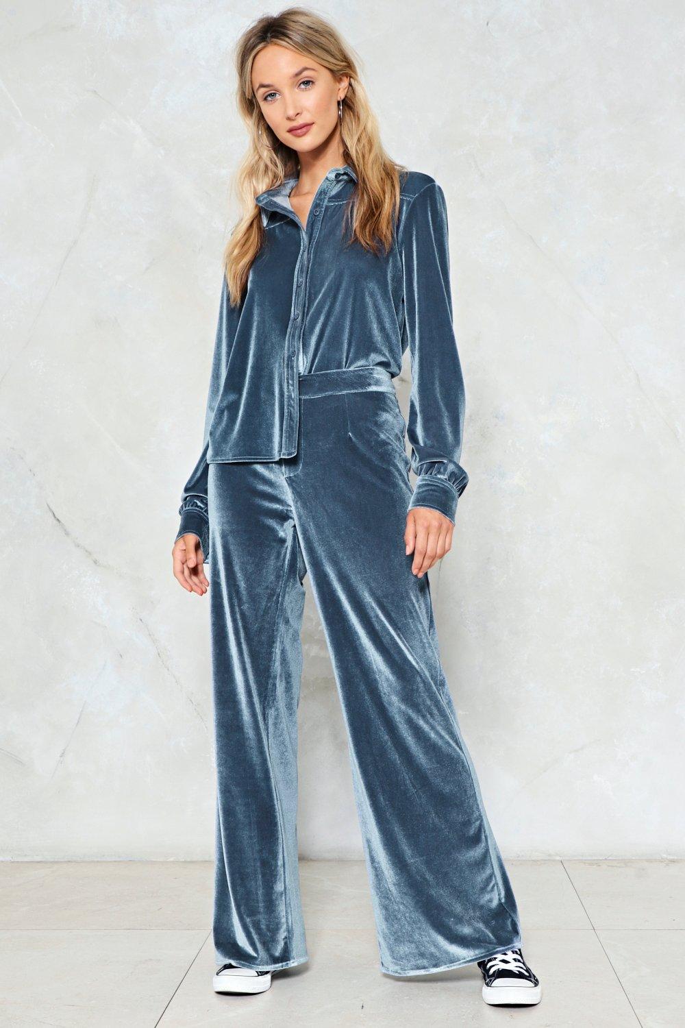 grey velvet pants