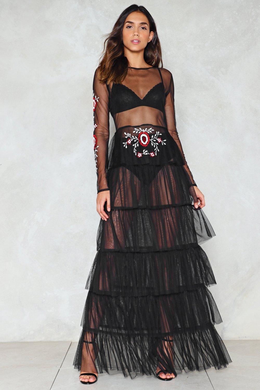 maxi dress with frills