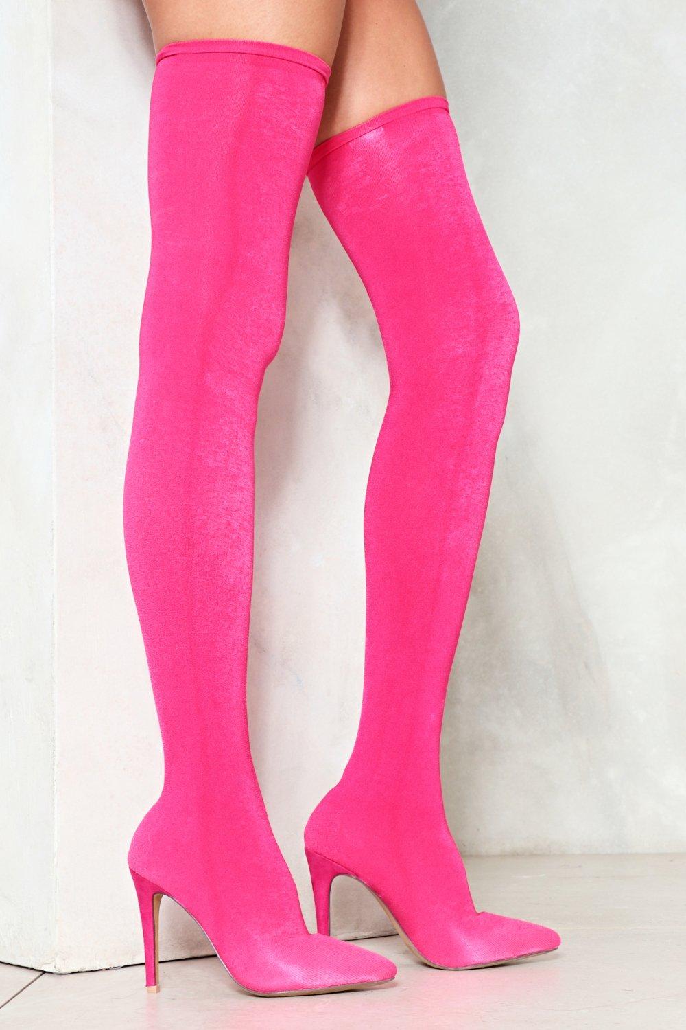 over the knee boots pink