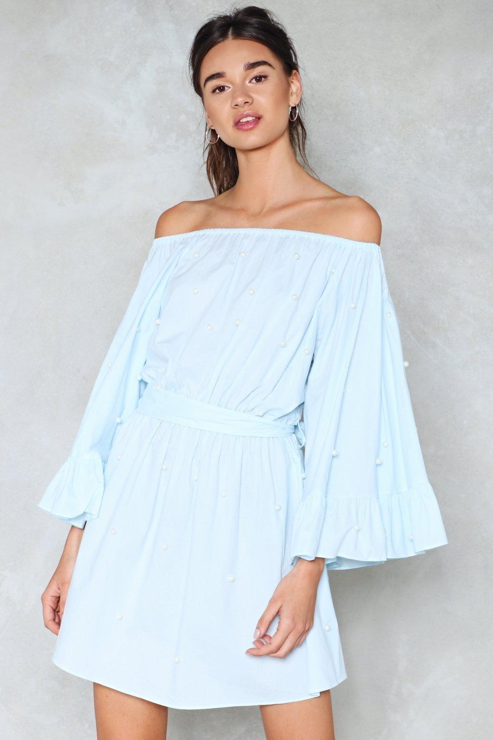 nasty gal white off the shoulder dress